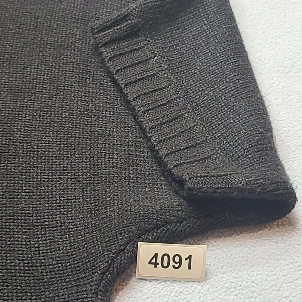 Chico's Cardigan Women Size 2 Black Excellent Rosette Trim Short Sleeve Knit